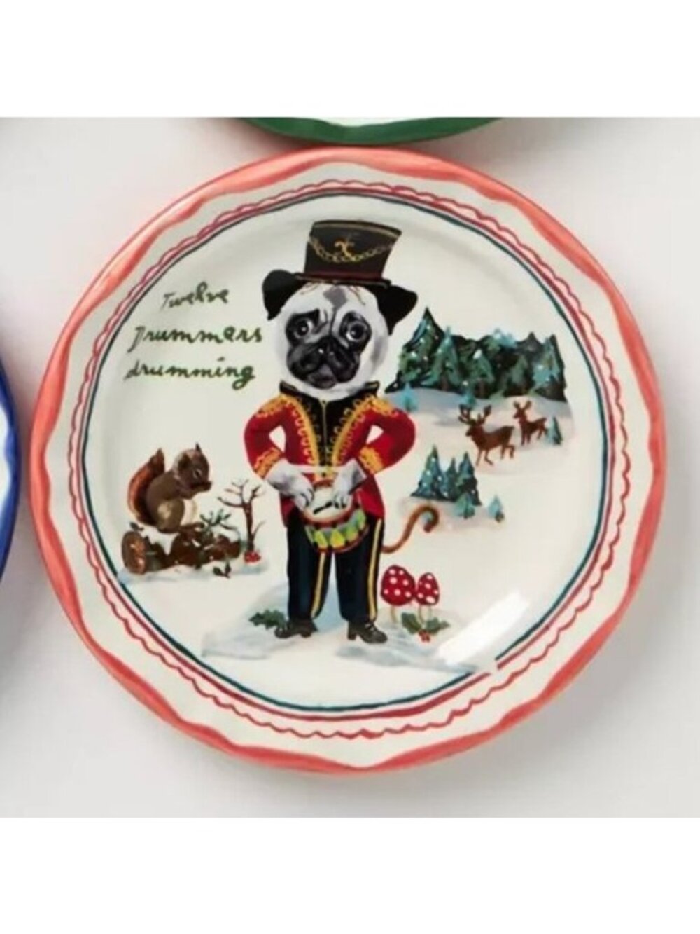 Anthropologie Nathalie Lete Twelve Days of Christmas Plate Twelve Drummers NEW